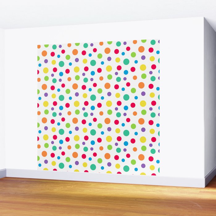 Rainbow Polka Dot Party Wall Mural Gallery Image 2