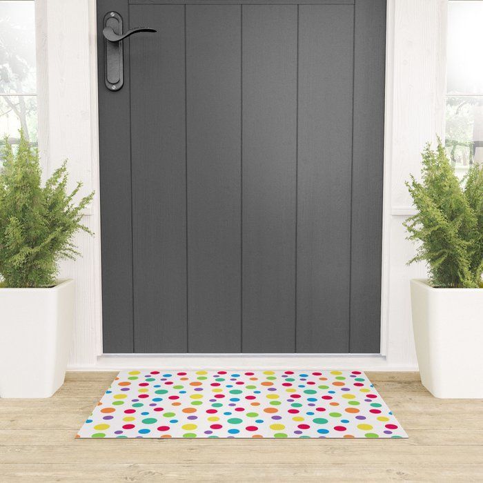 Rainbow Polka Dot Party Welcome Mat Gallery Image 3