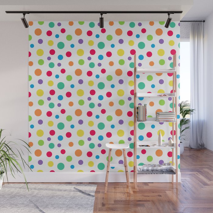 Rainbow Polka Dot Party Wall Mural Gallery Image 1