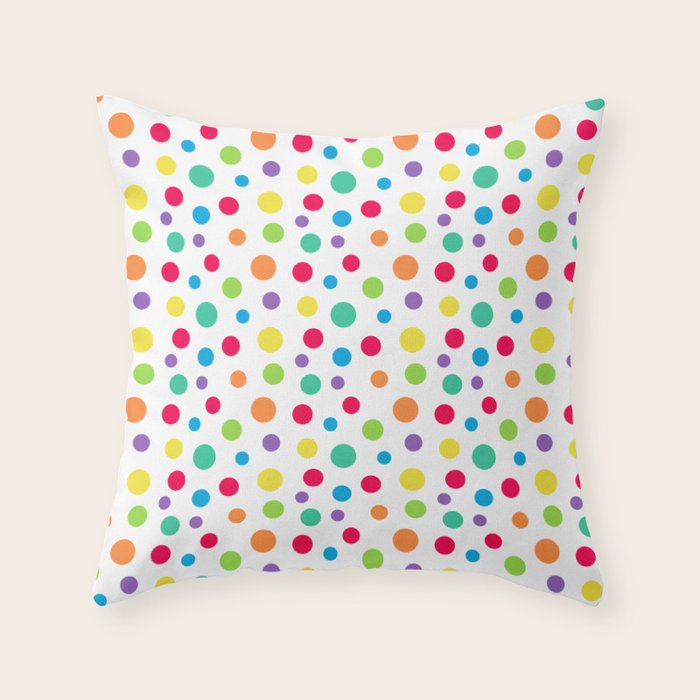 Rainbow Polka Dot Party Throw Pillow Gallery Image 6