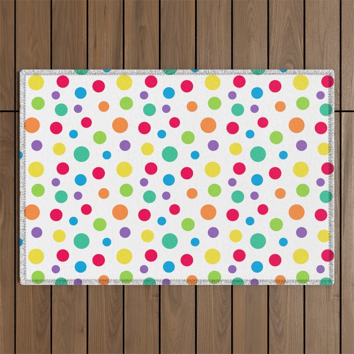 Rainbow Polka Dot Party Outdoor Rug Gallery Image 1