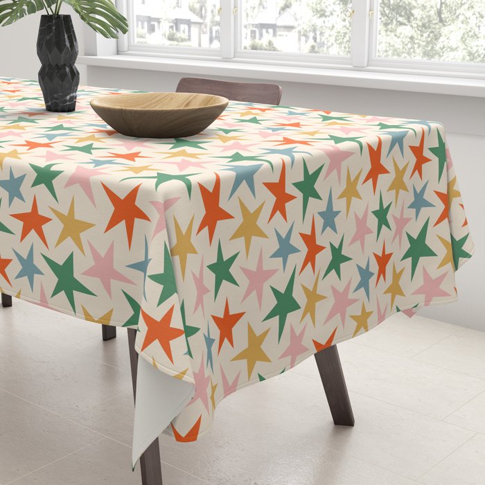 Retro christmas star shape art pattern Tablecloth Gallery Image 3