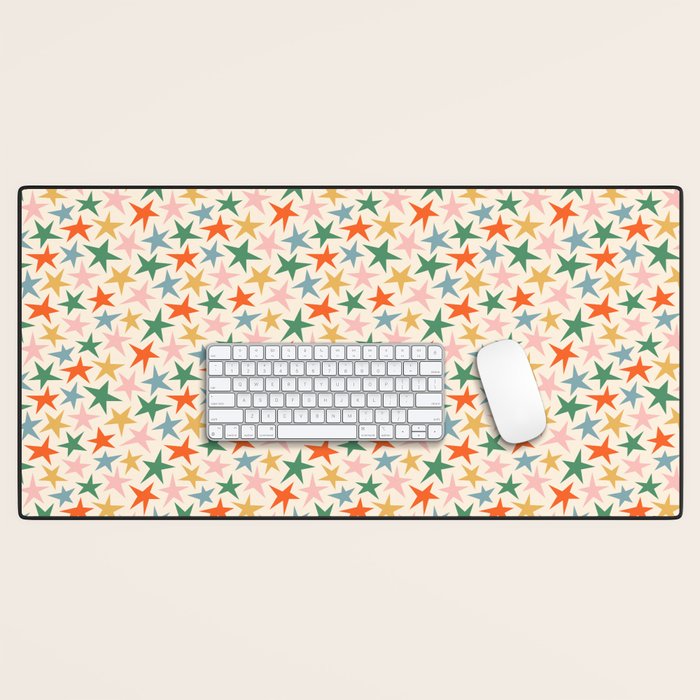 Retro christmas star shape art pattern Desk Mat Gallery Image 1