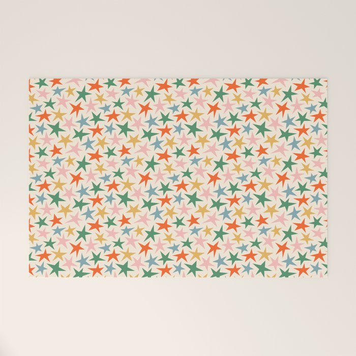 Retro christmas star shape art pattern Welcome Mat Gallery Image 1