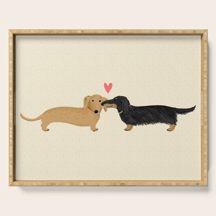 Cute Wiener Dogs with Heart | Dachshunds Love Serving Tray Gallery Image 1