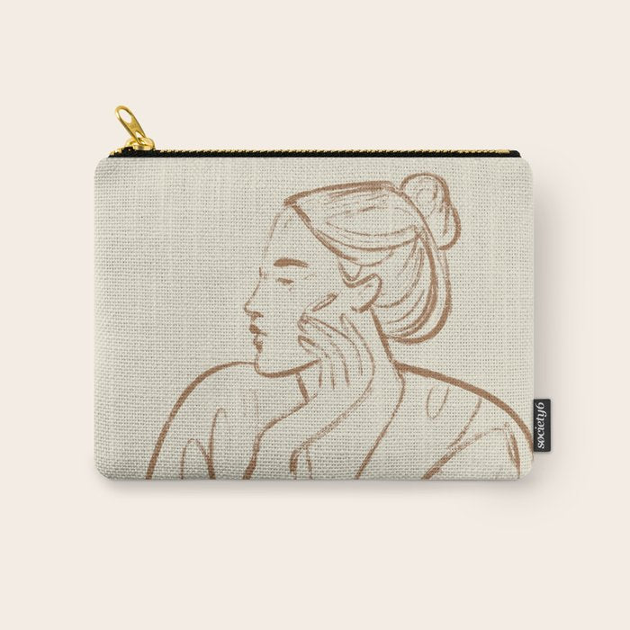 portrait of a woman graphic sepia Carry All Pouch Gallery Image 1