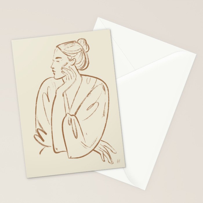 portrait of a woman graphic sepia Stationery Card Gallery Image 2