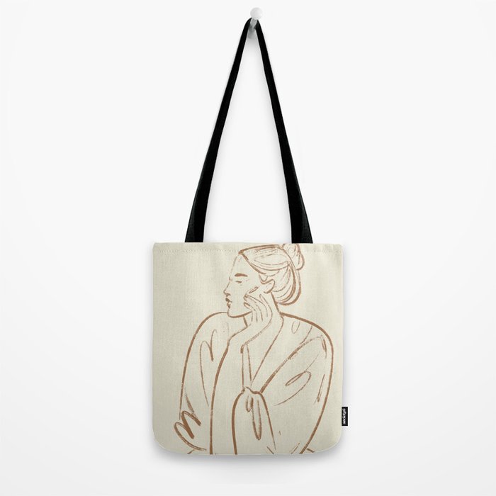 portrait of a woman graphic sepia Tote Bag Gallery Image 2