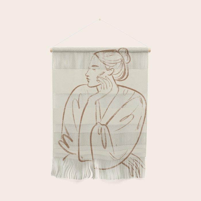 portrait of a woman graphic sepia Wall Hanging Gallery Image 1