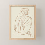 portrait of a woman graphic sepia Mini Art Print Gallery Image 1