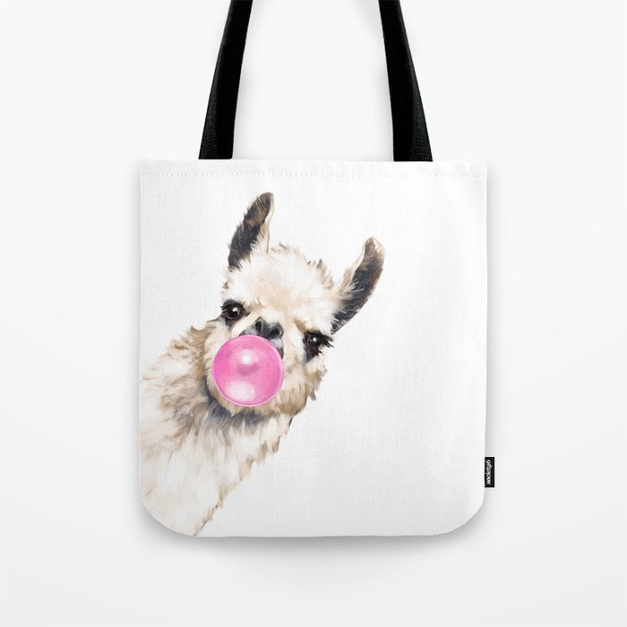 Bubble Gum Sneaky Llama Tote Bag Gallery Image 1