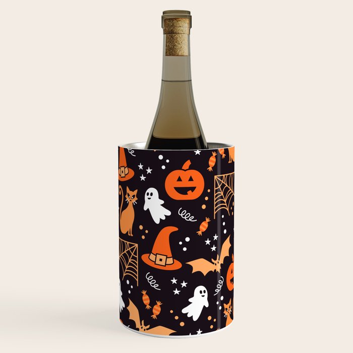 Halloween party illustrations orange, black Wine Chiller Gallery Image 1