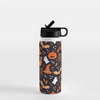 Halloween party illustrations orange, black Water Bottle Gallery Image 1