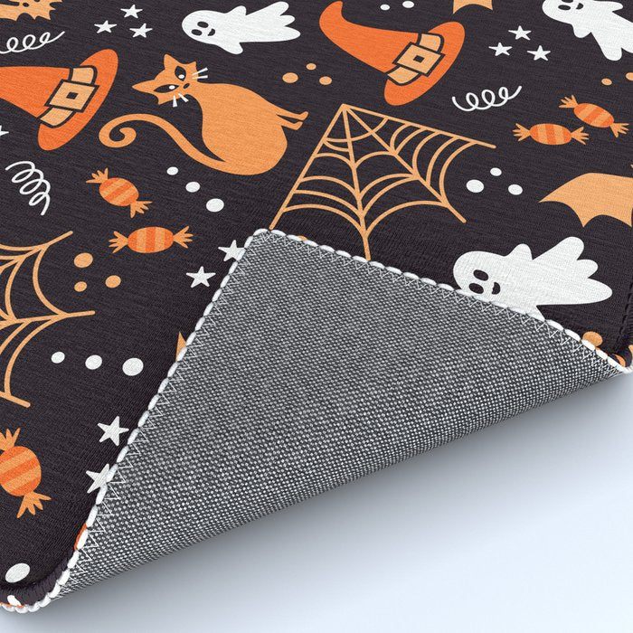 Halloween party illustrations orange, black Rug Gallery Image 4