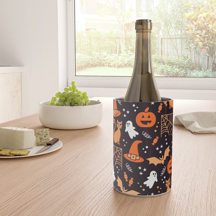 Halloween party illustrations orange, black Wine Chiller Gallery Image 4
