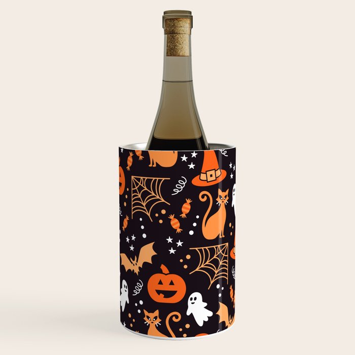 Halloween party illustrations orange, black Wine Chiller Gallery Image 3