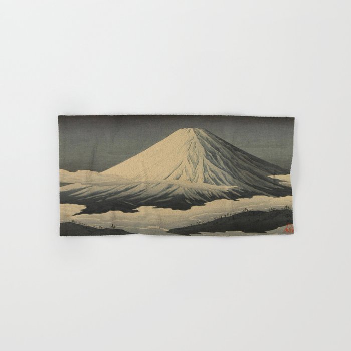 Shotei Takahashi Four Seasons of Mount Fuji Near Omuro Kawase Hasui Japanese Woodblock Print Bath Towel Gallery Image 1