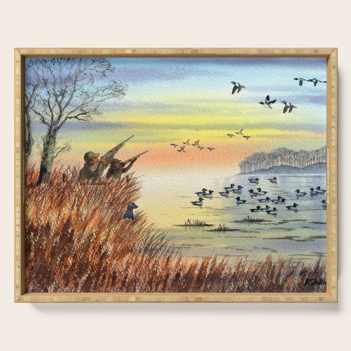 Duck Hunting With Dad For Goldeneye Serving Tray Gallery Image 1