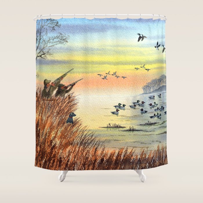 Duck Hunting With Dad For Goldeneye Shower Curtain Gallery Image 1