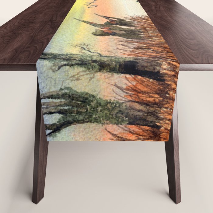 Duck Hunting With Dad For Goldeneye Table Runner Gallery Image 1