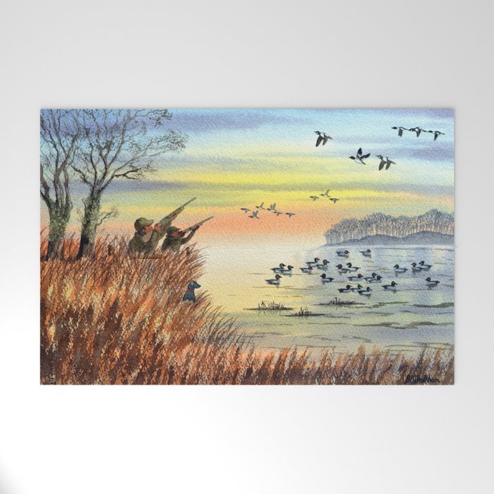 Duck Hunting With Dad For Goldeneye Welcome Mat Gallery Image 1