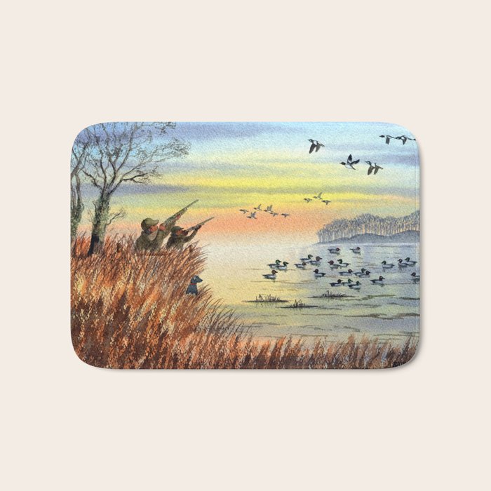 Duck Hunting With Dad For Goldeneye Bath Mat Gallery Image 1