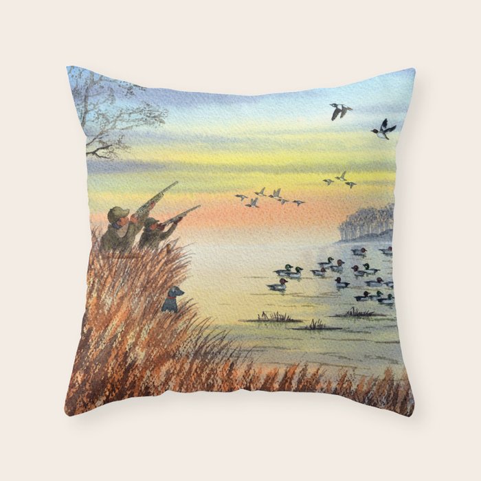 Duck Hunting With Dad For Goldeneye Throw Pillow Gallery Image 1