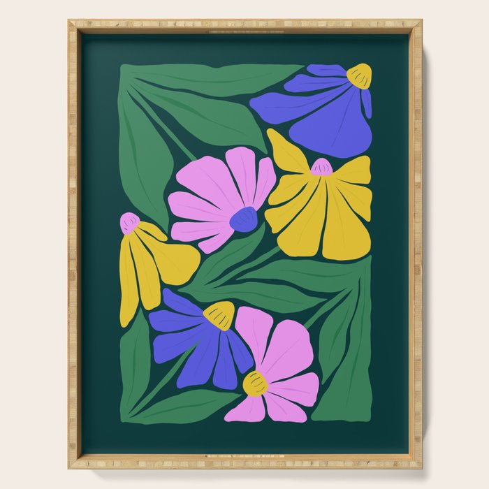 Midnight Summer: Matisse Foliage | Flower Market 001 Serving Tray Gallery Image 1