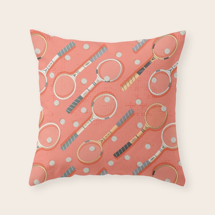 Retro Tennis on Clay Throw Pillow Gallery Image 6