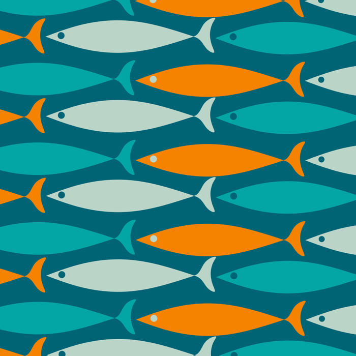 Mid Century Modern Fish Stripes Pattern Turquoise Orange Aqua Teal Coffee Mug Gallery Image 2
