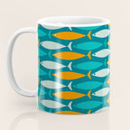 Mid Century Modern Fish Stripes Pattern Turquoise Orange Aqua Teal Coffee Mug Gallery Image 3