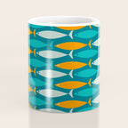 Mid Century Modern Fish Stripes Pattern Turquoise Orange Aqua Teal Coffee Mug Gallery Image 4