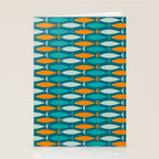 Mid Century Modern Fish Stripes Pattern Turquoise Orange Aqua Teal Stationery Card Gallery Image 2