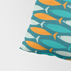 Mid Century Modern Fish Stripes Pattern Turquoise Orange Aqua Teal Pillow Sham Gallery Image 4