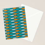 Mid Century Modern Fish Stripes Pattern Turquoise Orange Aqua Teal Stationery Card Gallery Image 2