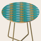 Mid Century Modern Fish Stripes Pattern Turquoise Orange Aqua Teal Side Table Gallery Image 2