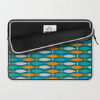 Mid Century Modern Fish Stripes Pattern Turquoise Orange Aqua Teal Laptop Sleeve Gallery Image 2
