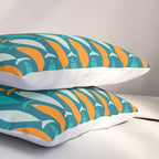 Mid Century Modern Fish Stripes Pattern Turquoise Orange Aqua Teal Pillow Sham Gallery Image 3