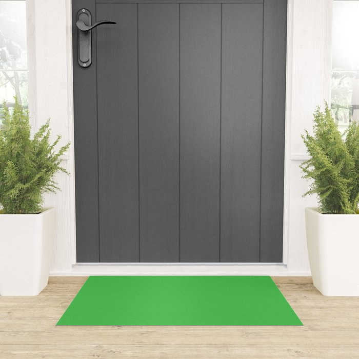 Solid Bright Kelly Green Color Welcome Mat Gallery Image 3