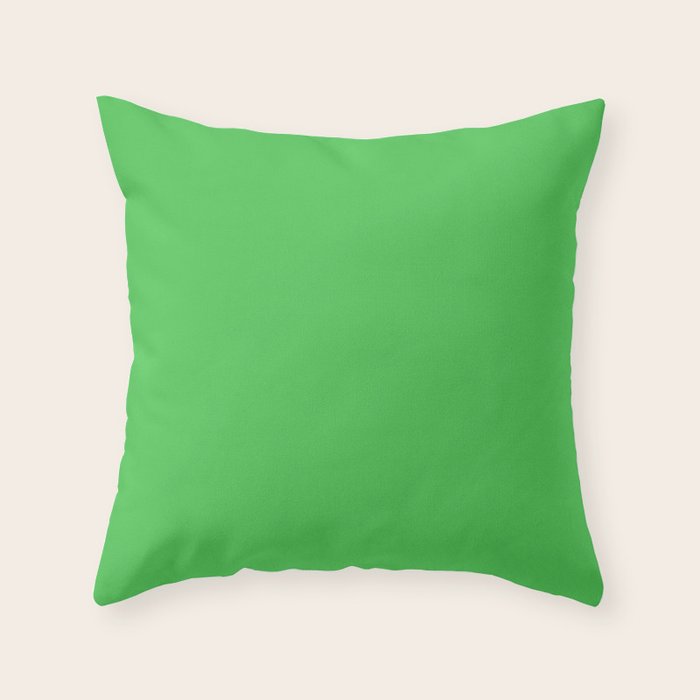 Solid Bright Kelly Green Color Throw Pillow Gallery Image 6