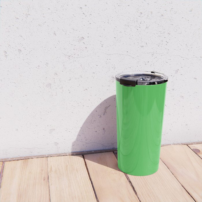 Solid Bright Kelly Green Color Travel Mug Gallery Image 4