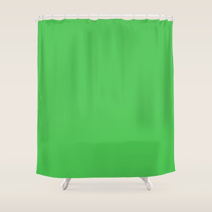 Solid Bright Kelly Green Color Shower Curtain Gallery Image 1