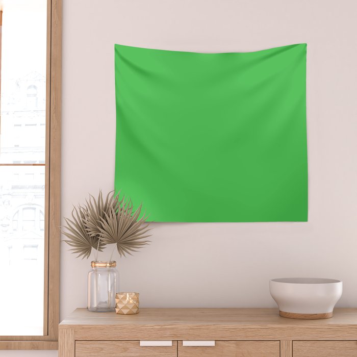 Solid Bright Kelly Green Color Wall Tapestry Gallery Image 2