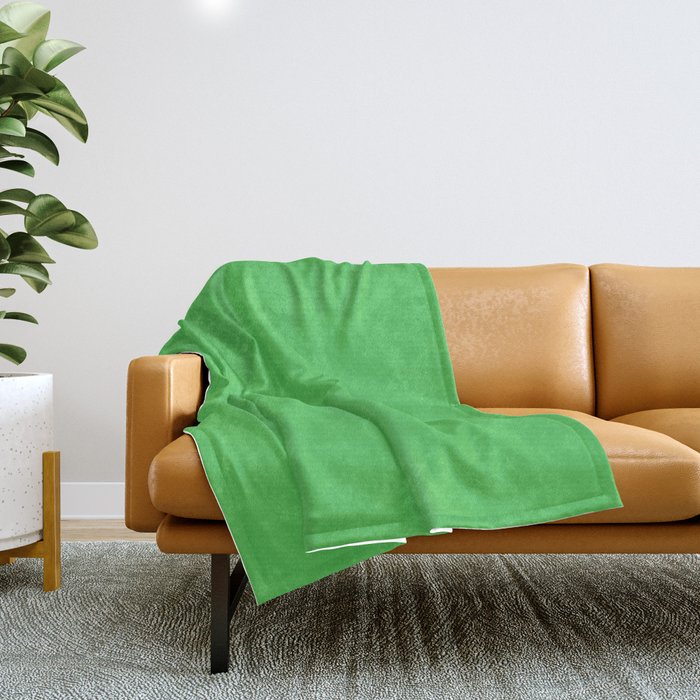 Solid Bright Kelly Green Color Throw Blanket Gallery Image 1