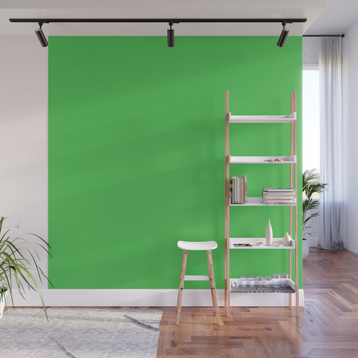 Solid Bright Kelly Green Color Wall Mural Gallery Image 1