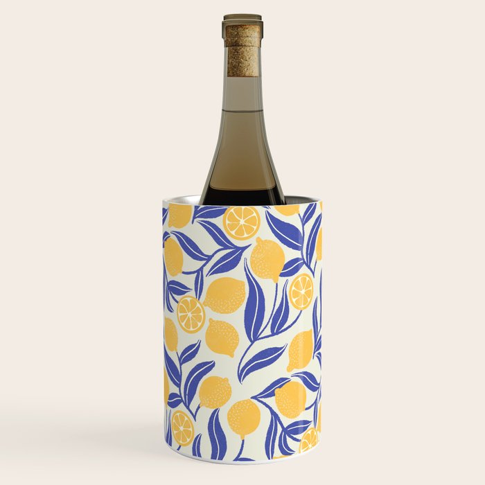 Lemon Orchard - blue and yellow Wine Chiller Gallery Image 3