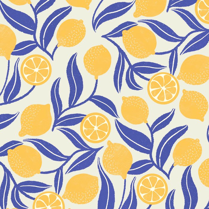 Lemon Orchard - blue and yellow Coffee Mug Gallery Image 2