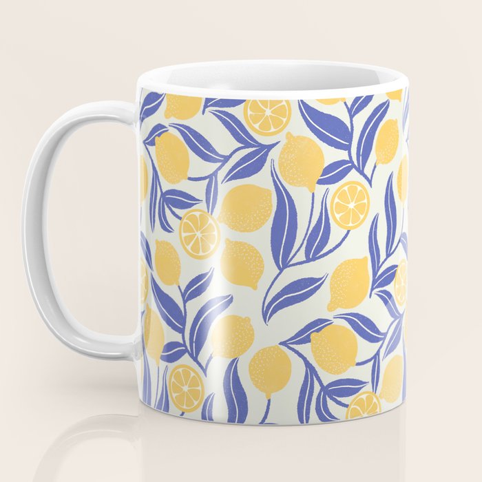 Lemon Orchard - blue and yellow Coffee Mug Gallery Image 3