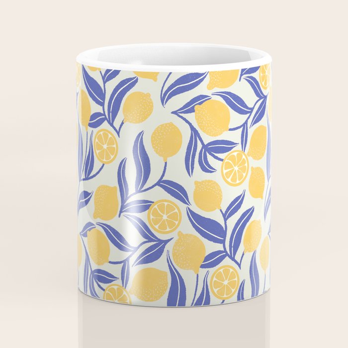 Lemon Orchard - blue and yellow Coffee Mug Gallery Image 4