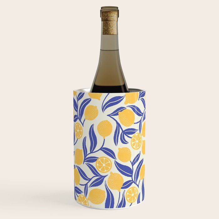 Lemon Orchard - blue and yellow Wine Chiller Gallery Image 1